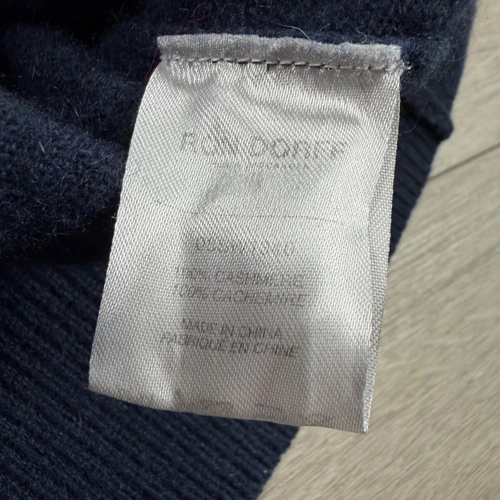 Ron Dorff Cashmere Sweater Hoodie XL Navy Blue Long Sleeve Hood